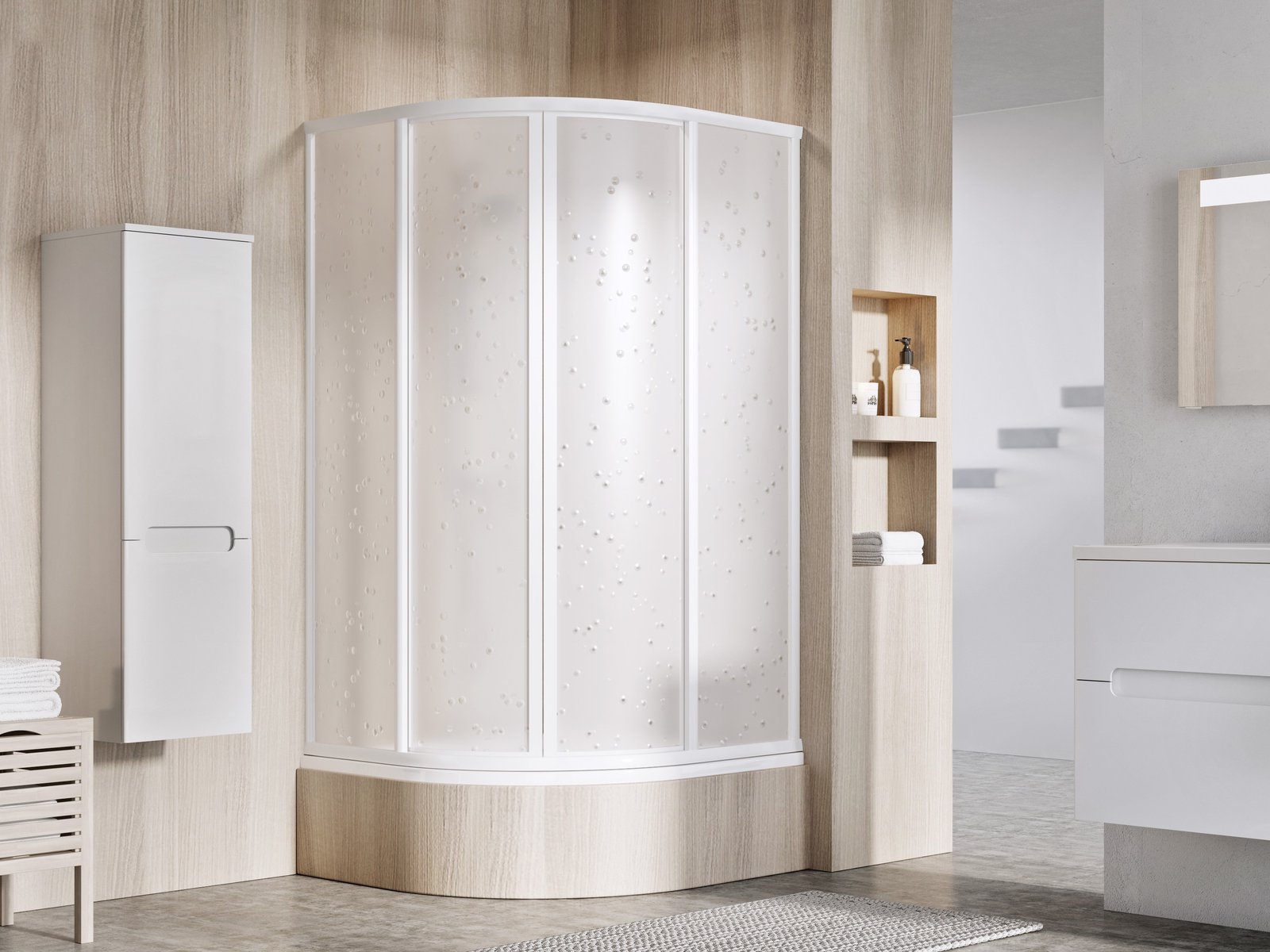Ravak Supernova douchecabine 90x90 cm halfrond wit glans/polystyreen kunststof 31177V10011