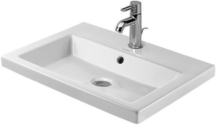 Duravit 2nd floor wastafel 60x43 cm rechthoekig inbouw wit glans 0347600000