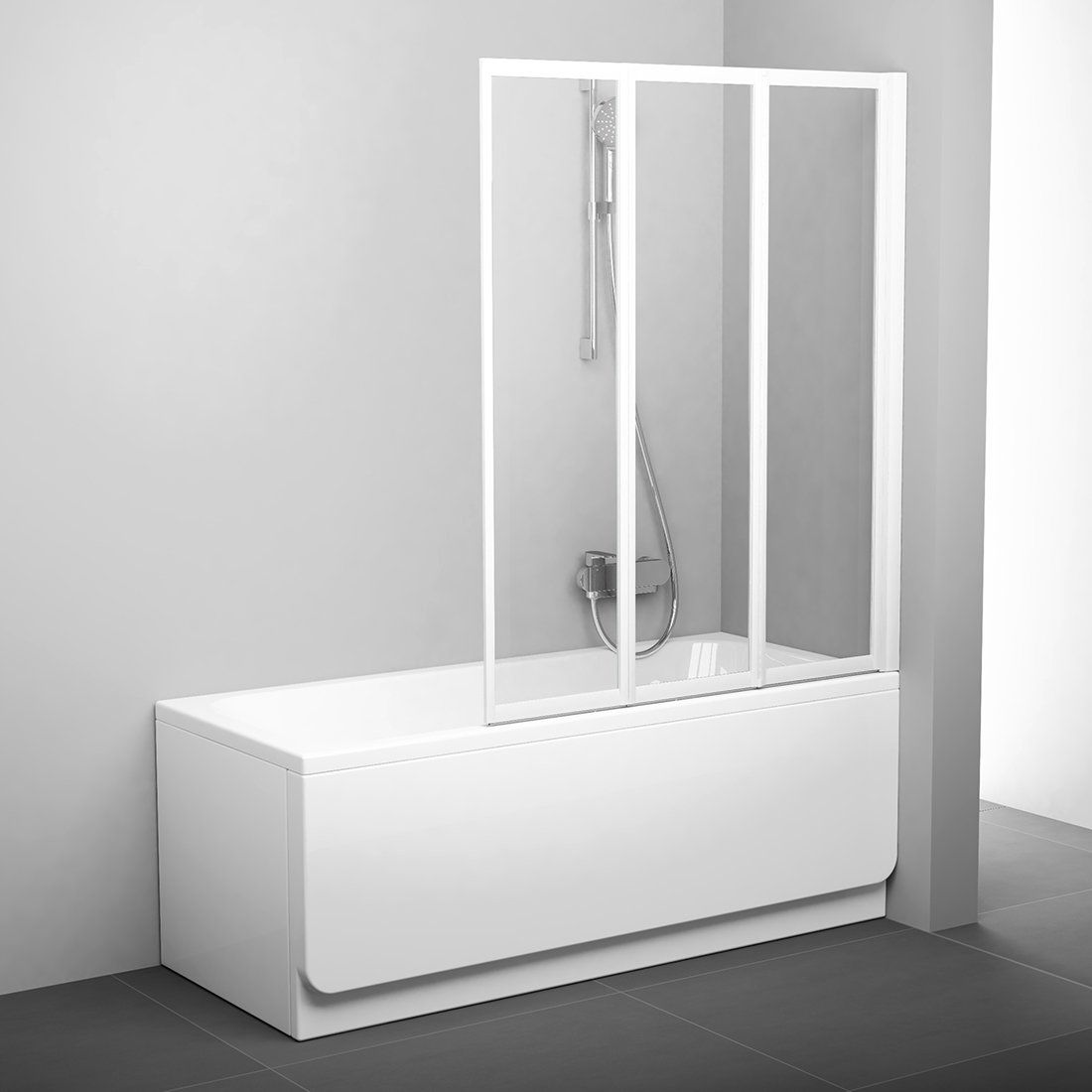 Ravak Supernova badscherm 100 cm driedelig wit glans/helder glas 795P0100Z1