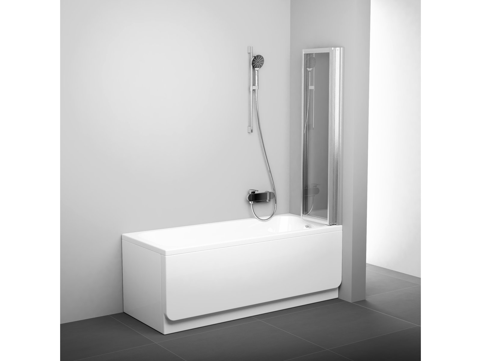 Ravak Supernova badscherm 100 cm driedelig satijn mat/helder glas 795V0U00Z1