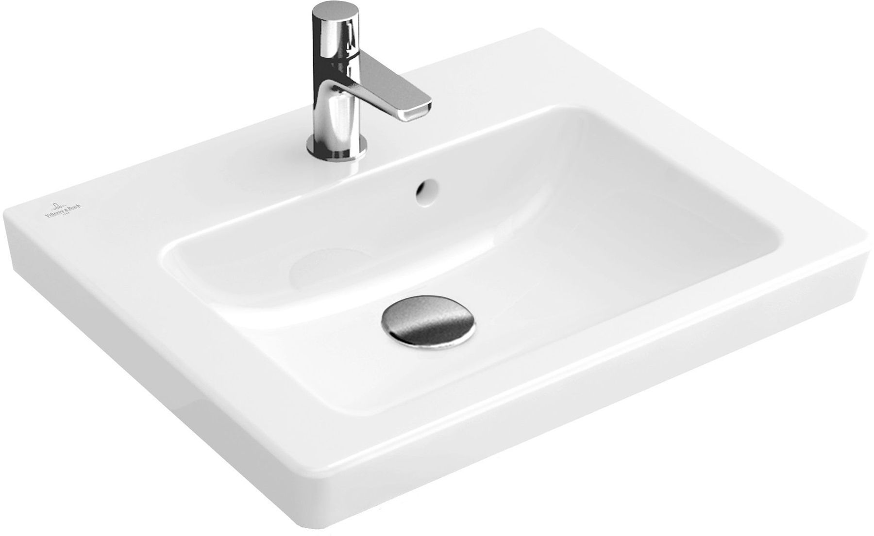 Villeroy & Boch Subway 2.0 wastafel 45x37 cm rechthoekig klassiek wit glans 73154501