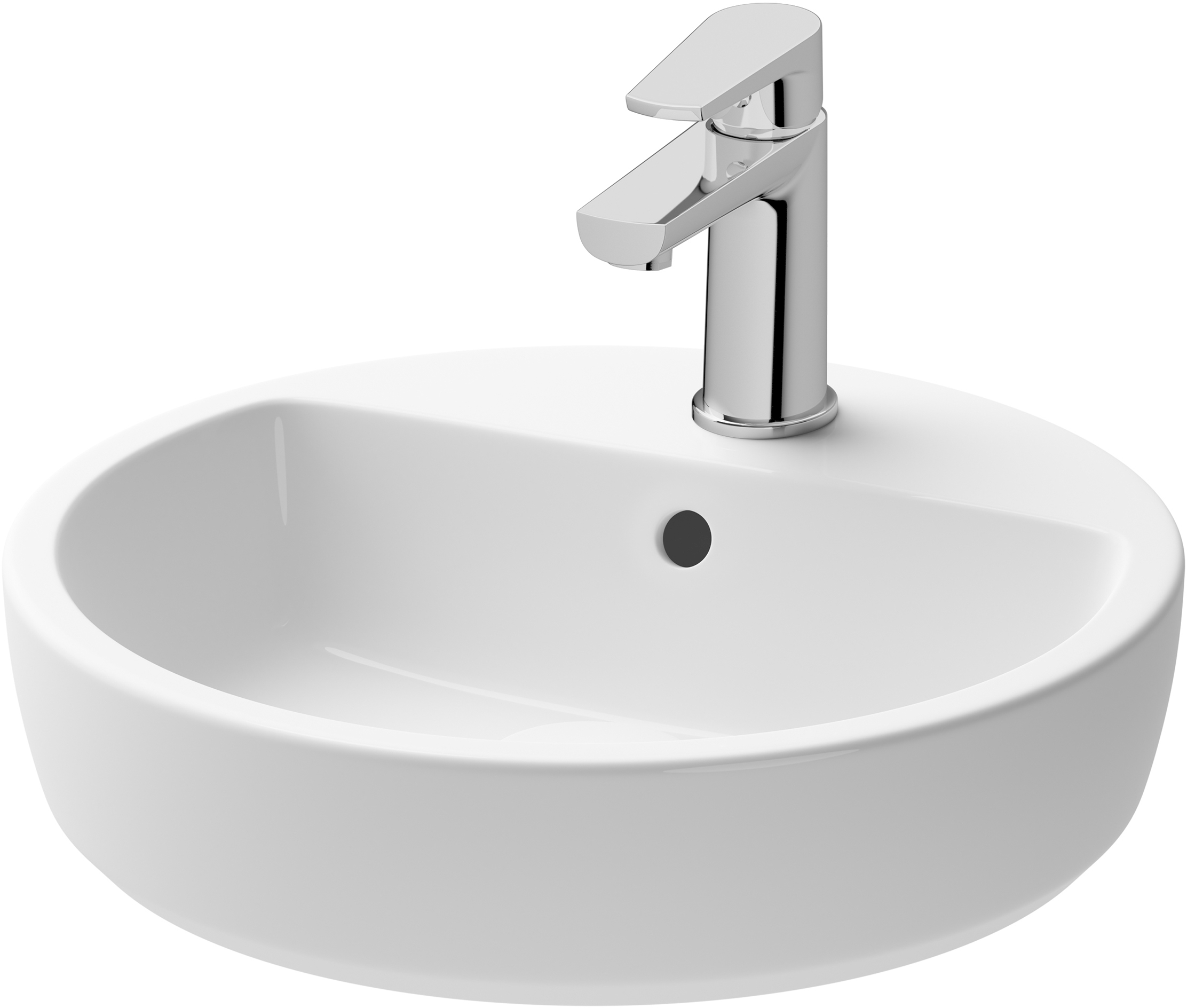 Cersanit Caspia wastafel 44x44 cm rond opbouw wit glans K11-0094