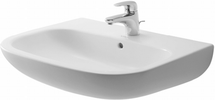Duravit D-Code wastafel 65x50 cm halfrond klassiek wit glans 23106500002