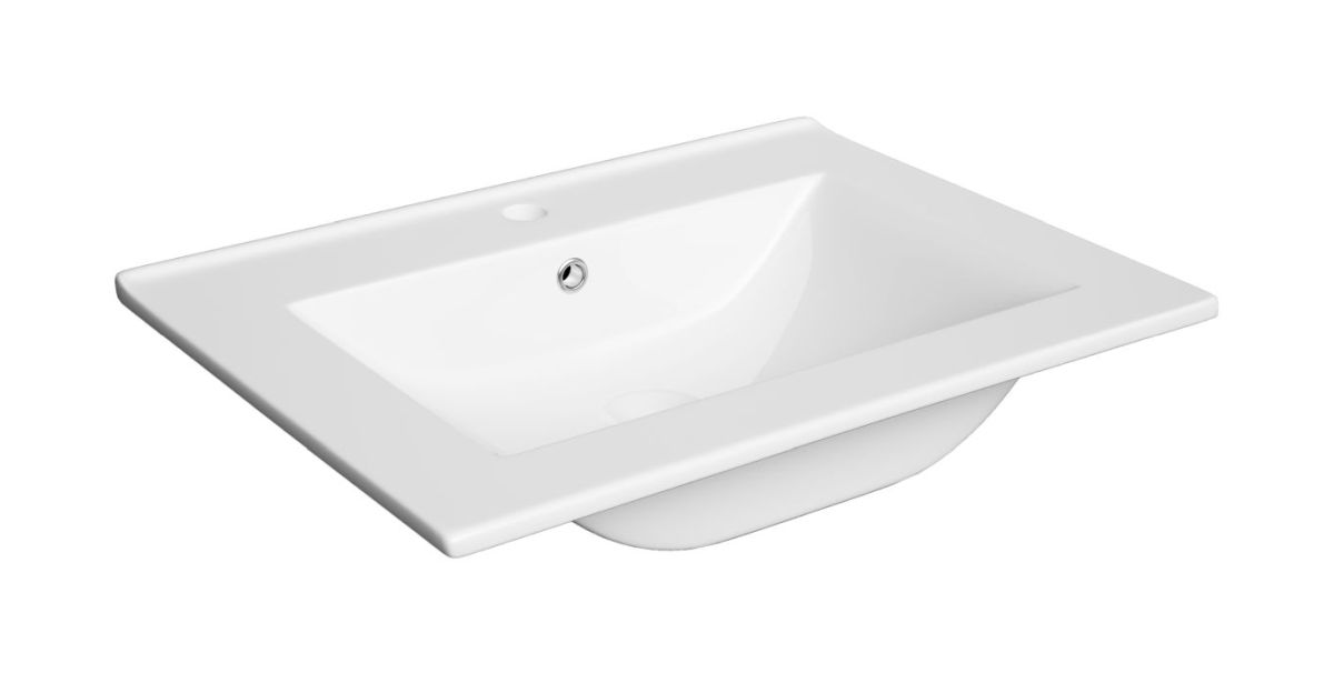 Defra Plan wastafel 60x46 cm rechthoekig meubel wit glans 1722