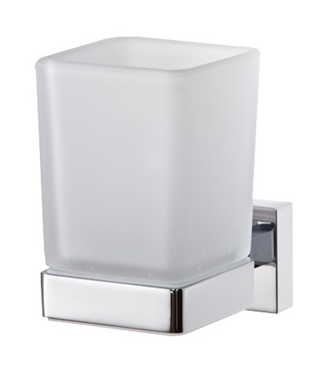 Omnires Lift beker voor tandenpoetsen wit-chroom 8158CR