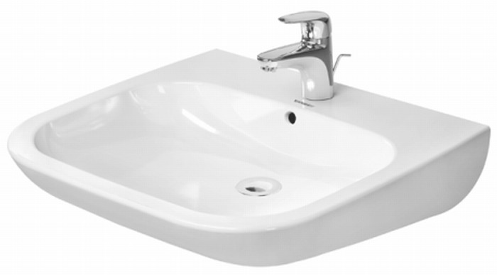 Duravit D-Code wastafel 60x55.5 cm rechthoekig klassiek voor gehandicapten wit glans 23126000002