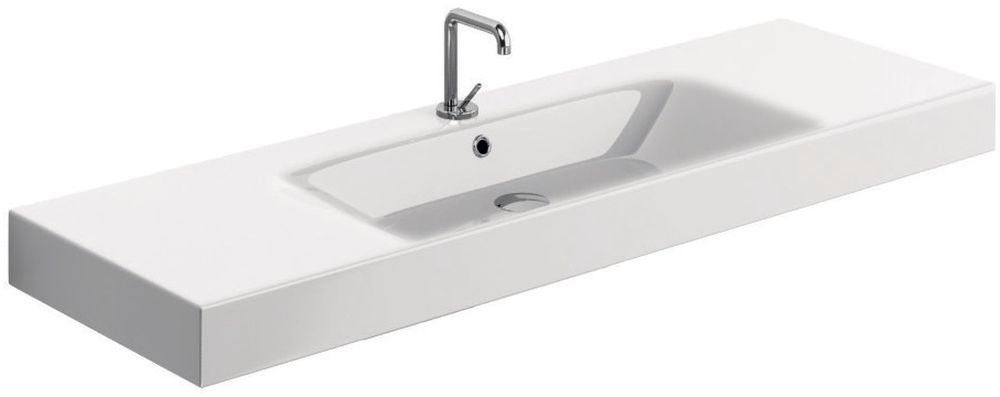Kerasan Cento wastafel 140x45 cm rechthoekig klassiek-opbouw-met blad wit glans 353501