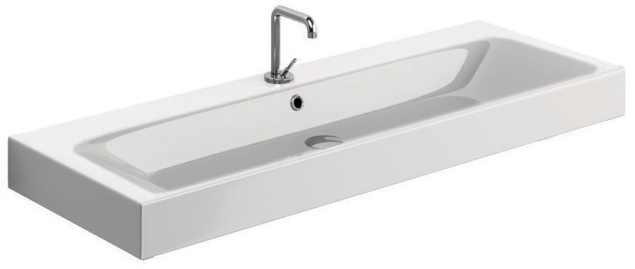 Kerasan Cento wastafel 120x45 cm rechthoekig klassiek-opbouw wit glans 353401