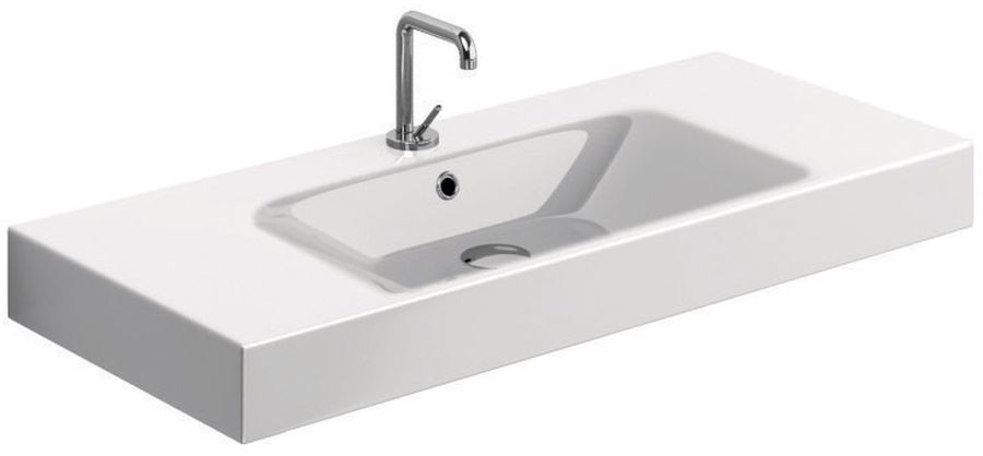 Kerasan Cento wastafel 100x45 cm rechthoekig klassiek-opbouw-met blad wit glans 355001