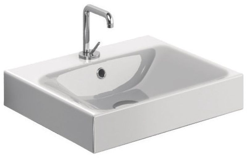 Kerasan Cento wastafel 50x45 cm rechthoekig klassiek-opbouw wit glans 353001