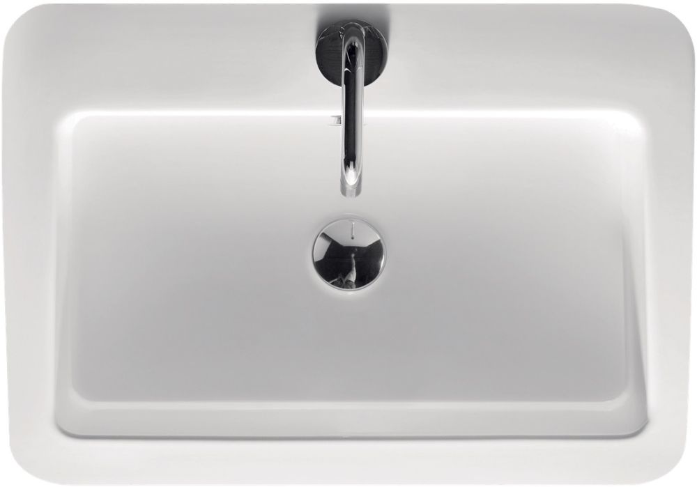 Kerasan Ego wastafel 60x43 cm rechthoekig klassiek-opbouw wit glans 324201