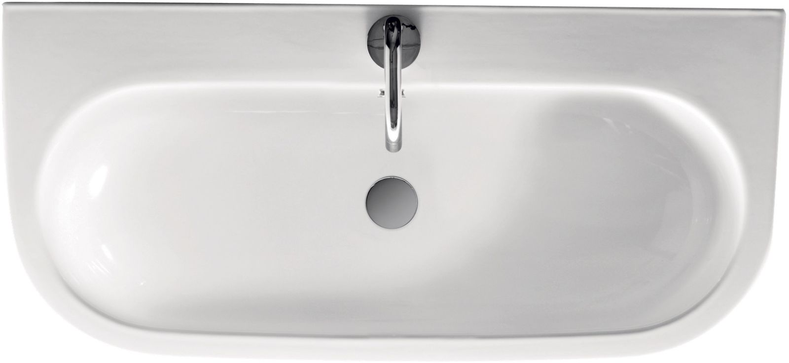 Kerasan Flo wastafel 90x42 cm halfrond klassiek wit glans 315101