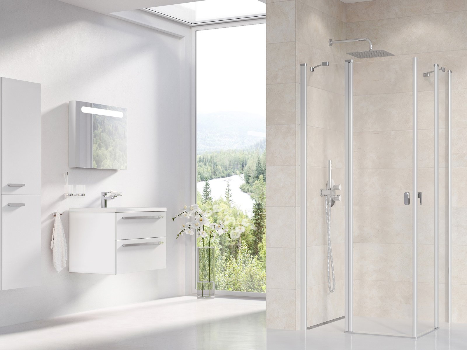 Ravak Chrome douchedeur 80 cm kantelbaar satijn mat/helder glas 1QV40U00Z1