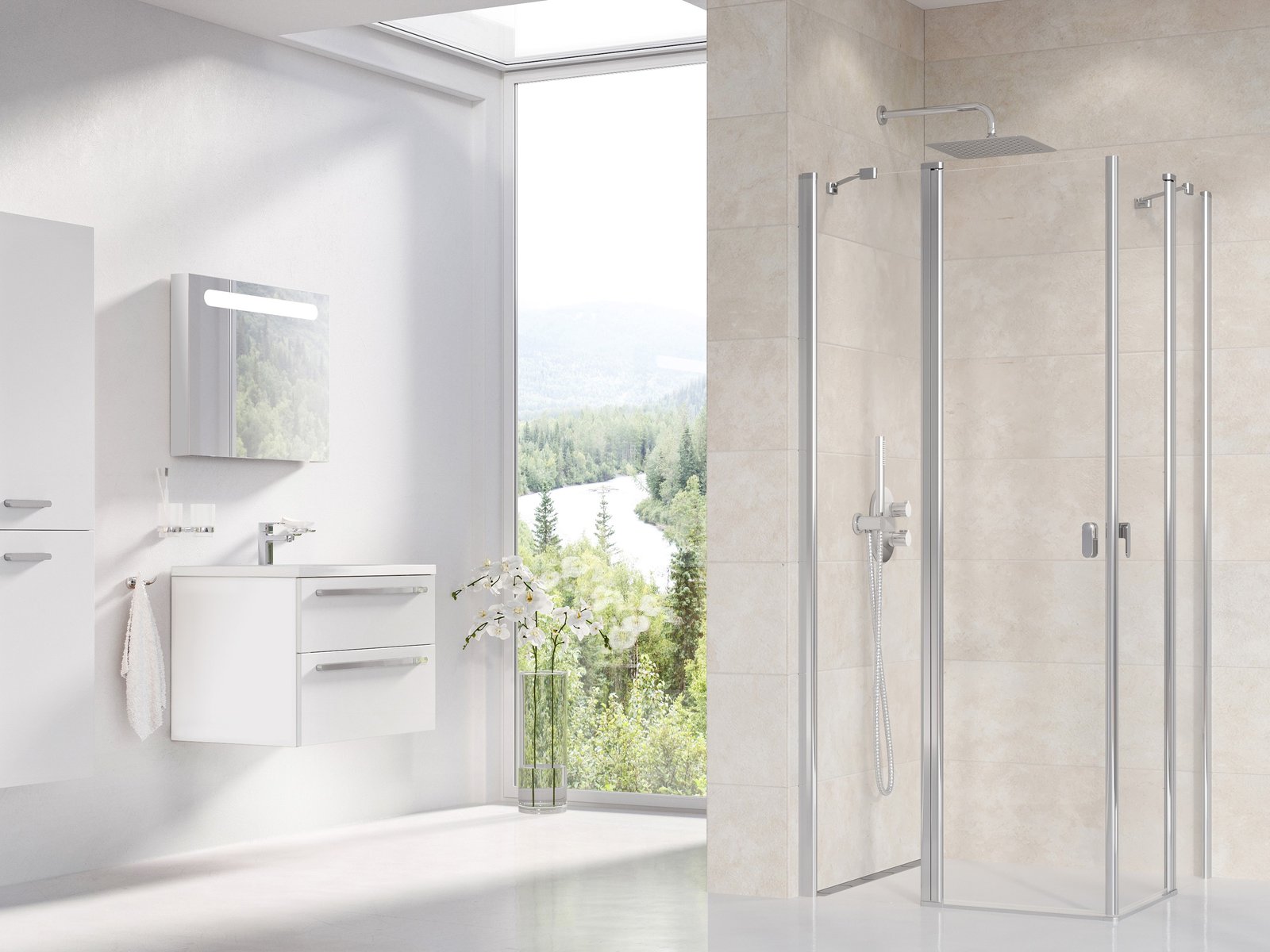 Ravak Chrome douchedeur 90 cm kantelbaar aluminium glans/helder glas 1QV70C00Z1