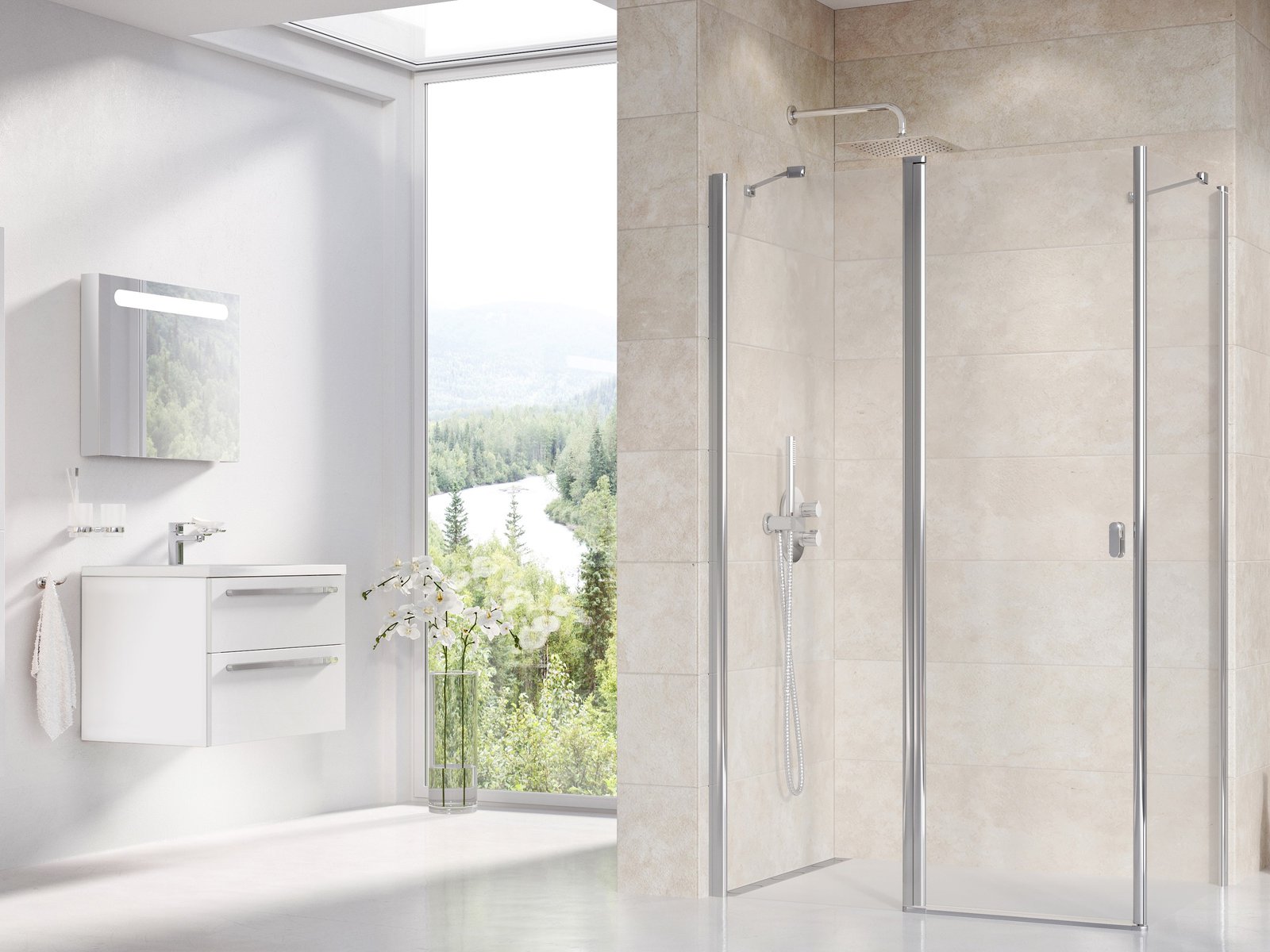 Ravak Chrome douchedeur 110 cm kantelbaar aluminium glans/helder glas 1QVD0C00Z1