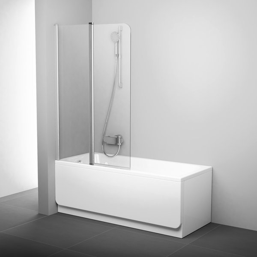 Ravak Chrome badscherm 99 cm tweedelig aluminium glans/helder glas 7QLA0C00Z1