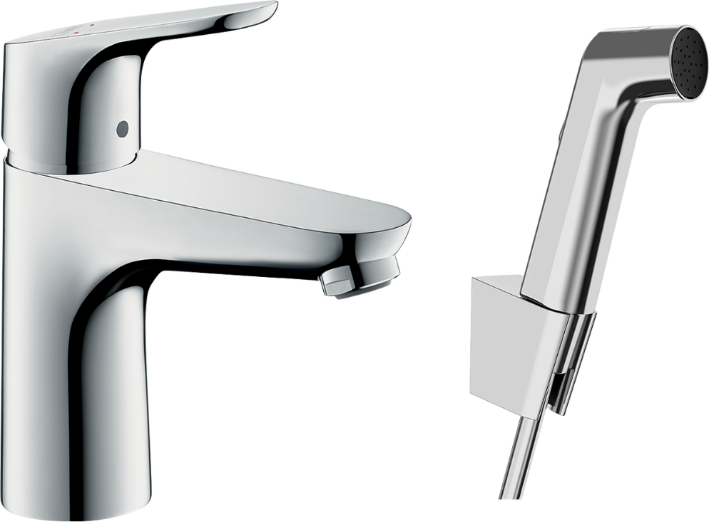 Hansgrohe Focus wastafelkraan met bidet douchekop staand chroom 31927000