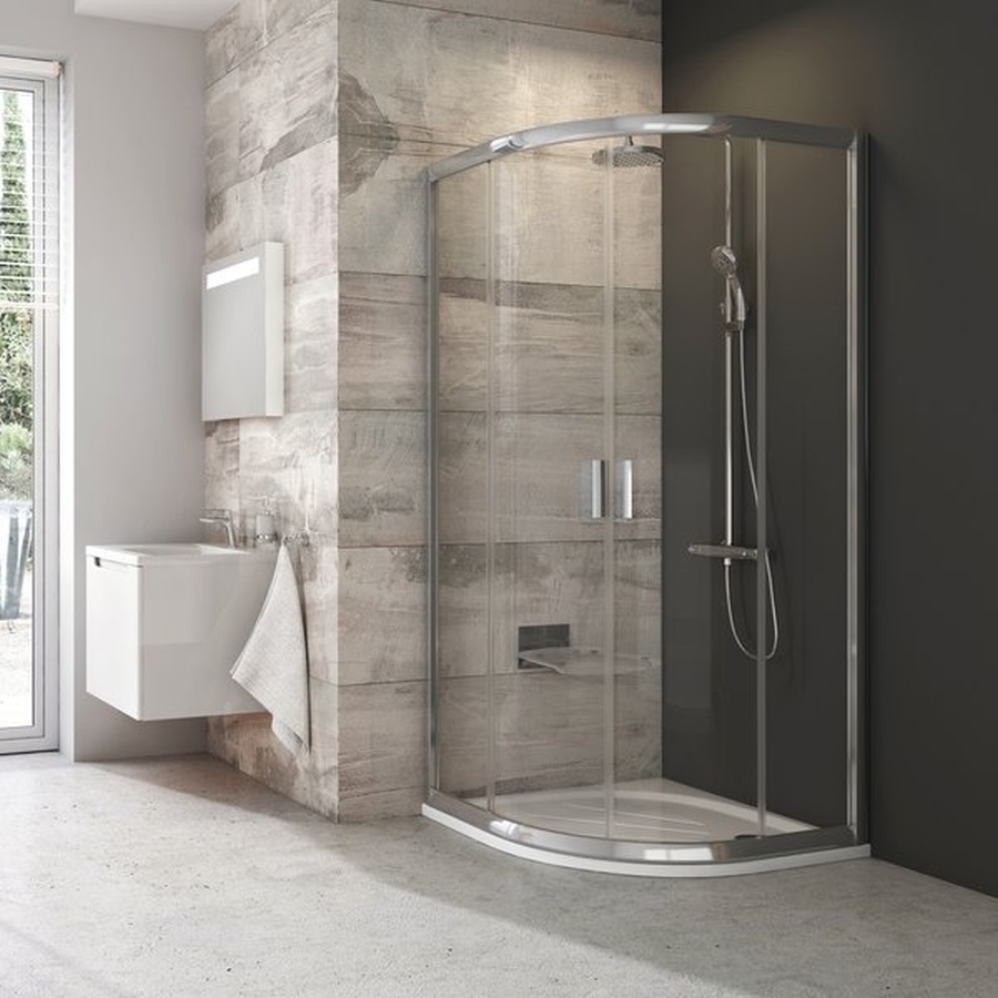 Ravak Blix douchecabine 90x90 cm halfrond wit glans/glas met patroon 3B270100ZG