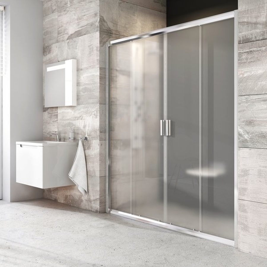 Ravak Blix douchedeur 170 cm schuifbaar wit glans/glas met patroon 0YVV0100ZG