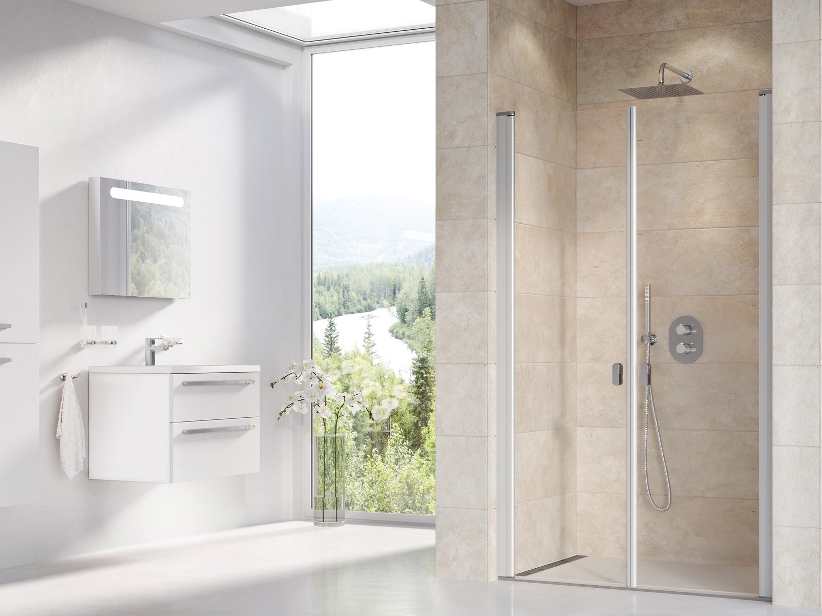 Ravak Chrome douchedeur 100 cm kantelbaar aluminium glans/helder glas 0QVACU0LZ1