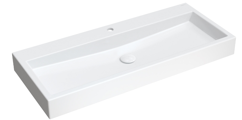 Omnires M+ wastafel 100x42 cm rechthoekig klassiek-opbouw wit glans THASOS1000BP