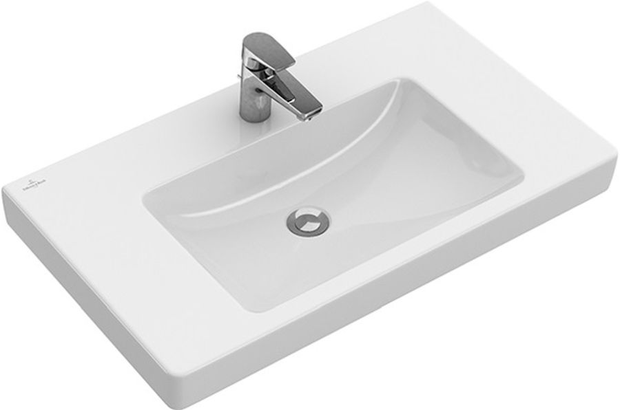 Villeroy & Boch Subway 2.0 wastafel 100x47 cm rechthoekig klassiek-meubel-met blad wit glans 71751GR1