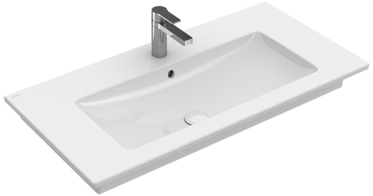 Villeroy & Boch Venticello wastafel 100x50 cm rechthoekig klassiek-meubel-met blad wit glans 4104AJR1