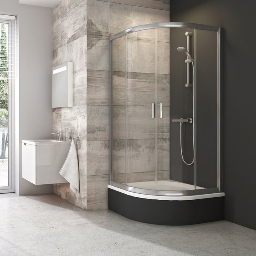 Ravak Blix douchecabine 80x80 cm halfrond wit glans/glas met patroon 3B240140ZG