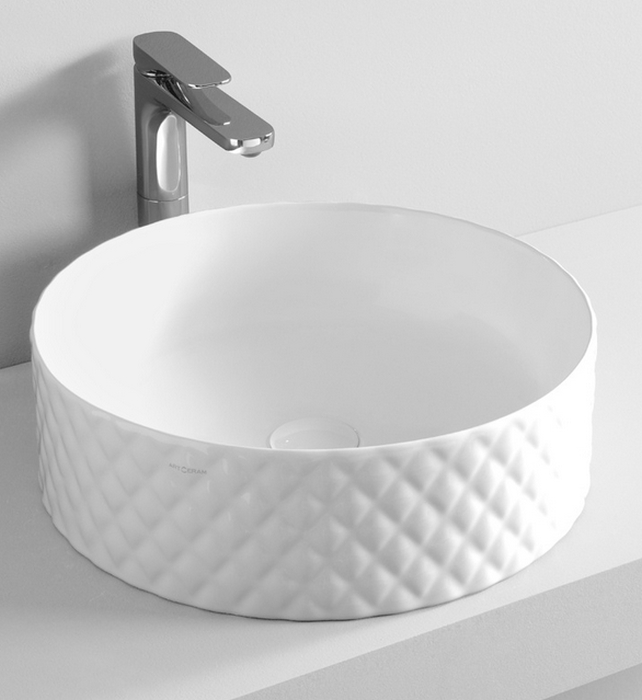 Art Ceram Rombo wastafel 44x44 cm rond opbouw wit glans OSL00901;00