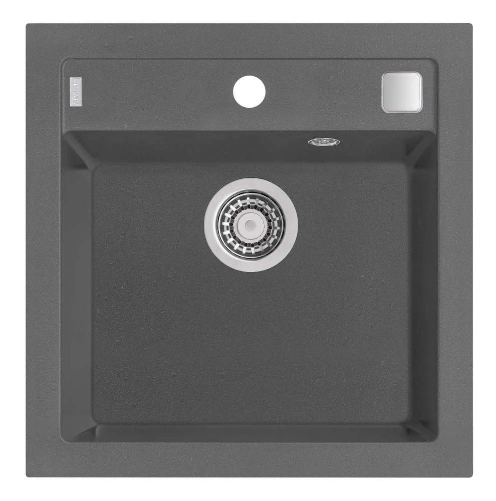 Alveus Formic spoelbak van graniet 52x51 cm grijs/grafiet/onyx 4402004
