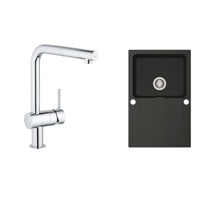 Set keukenkraan Grohe Minta 32168000, tectoniet spoelbak Franke Orion 114.0286.447