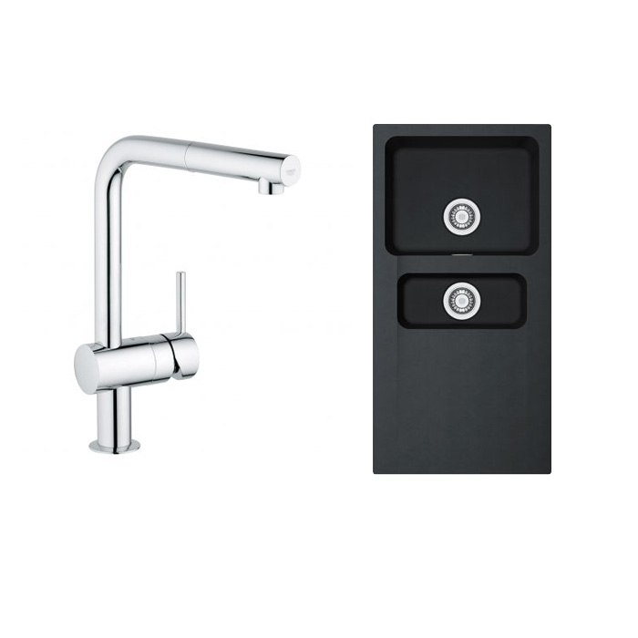 Set keukenkraan Grohe Minta 32168000, tectoniet spoelbak Franke Orion 114.0286.461