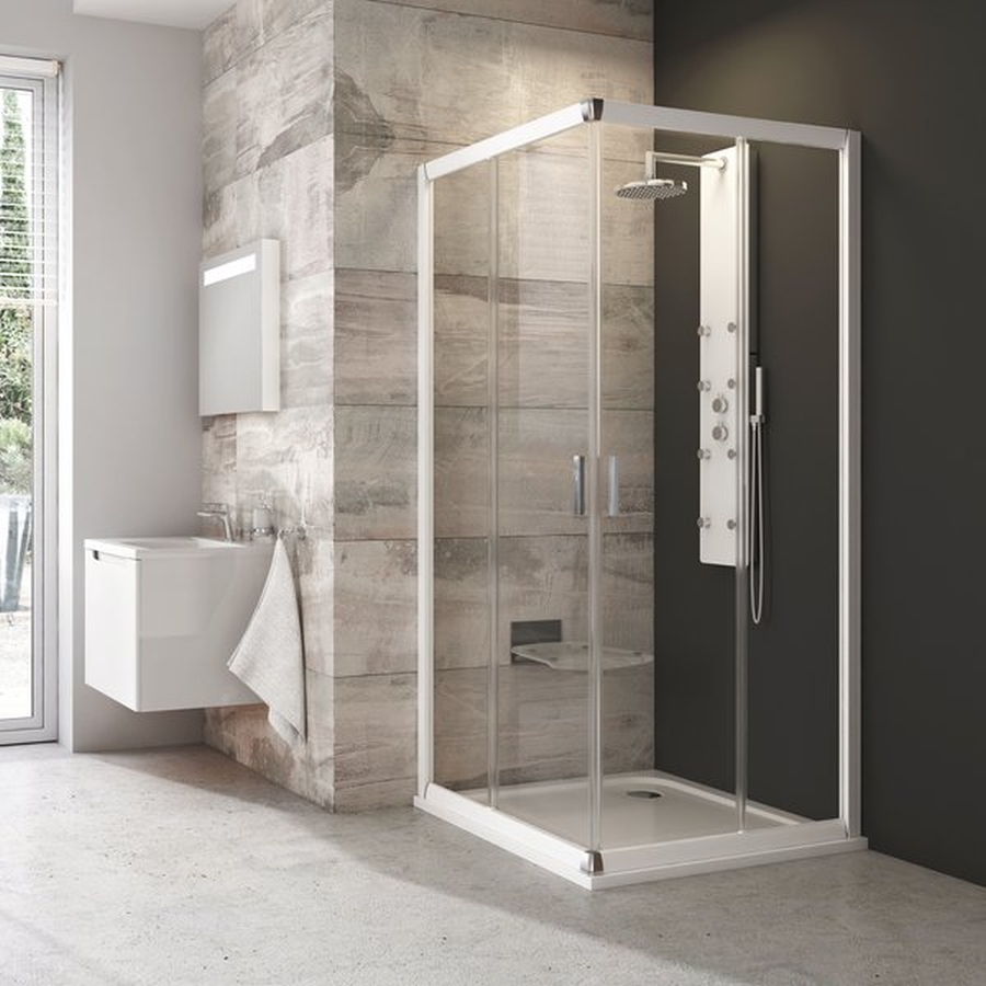 Ravak Blix douchecabine 80x80 cm vierkant satijn mat/glas met patroon 1LV40U00ZG