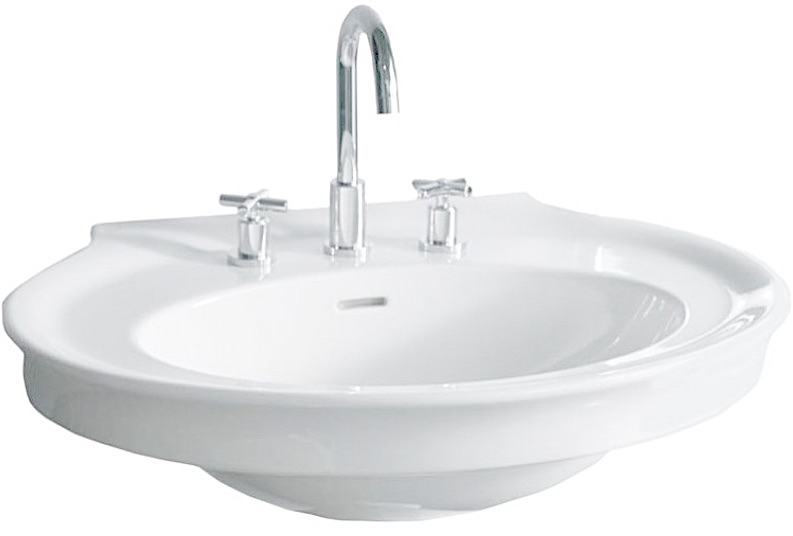 Hatria Dolcevita wastafel 75x57.5 cm halfrond klassiek wit glans Y0EW01