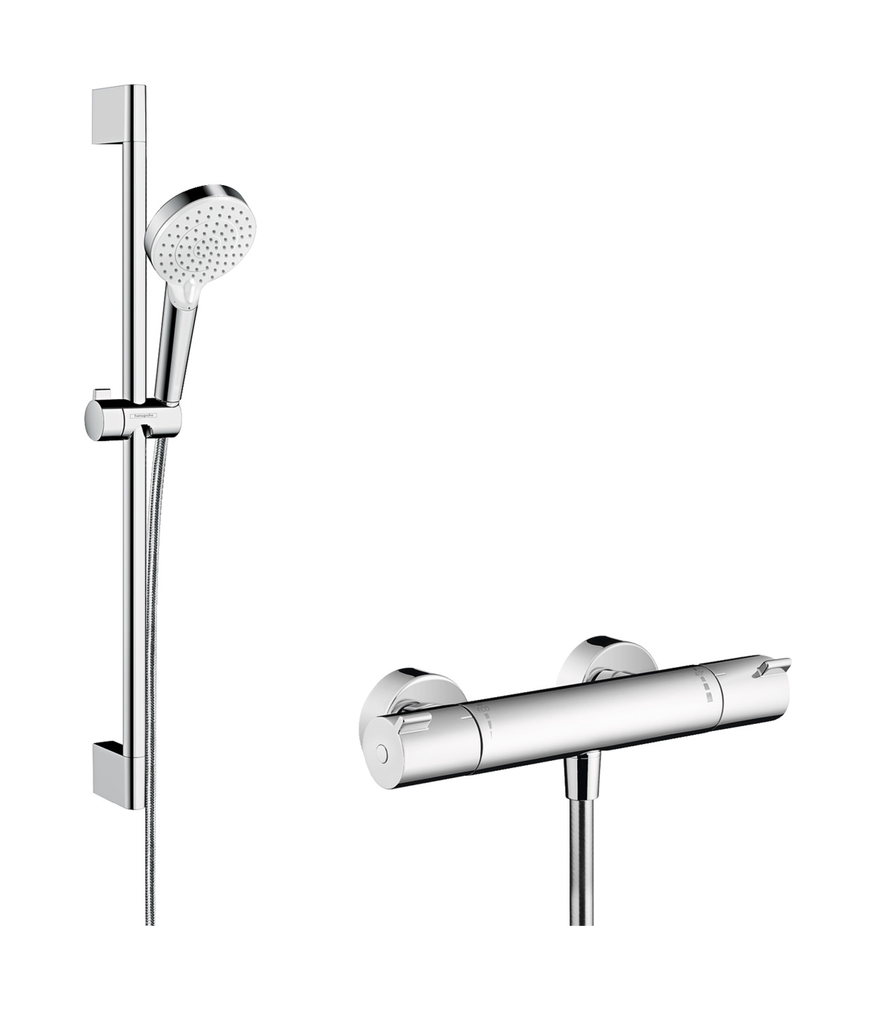 Hansgrohe Crometta doucheset wand met thermostaat chroom-wit 27812400