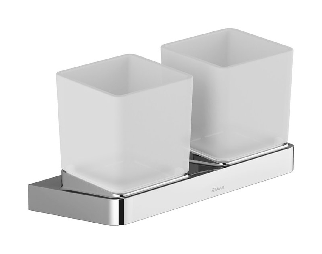 Ravak 10° set glazen bekers met handvat wit-chroom X07P322
