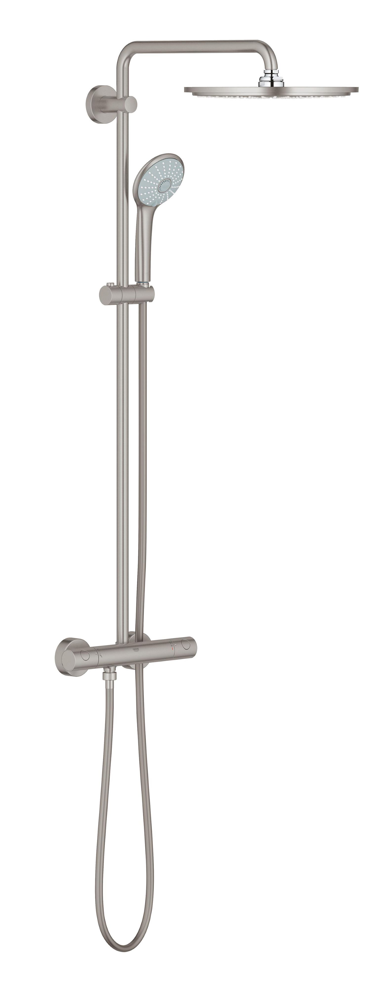 Grohe Euphoria doucheset wand met thermostaat met regendouche SuperSteel 26075DC0