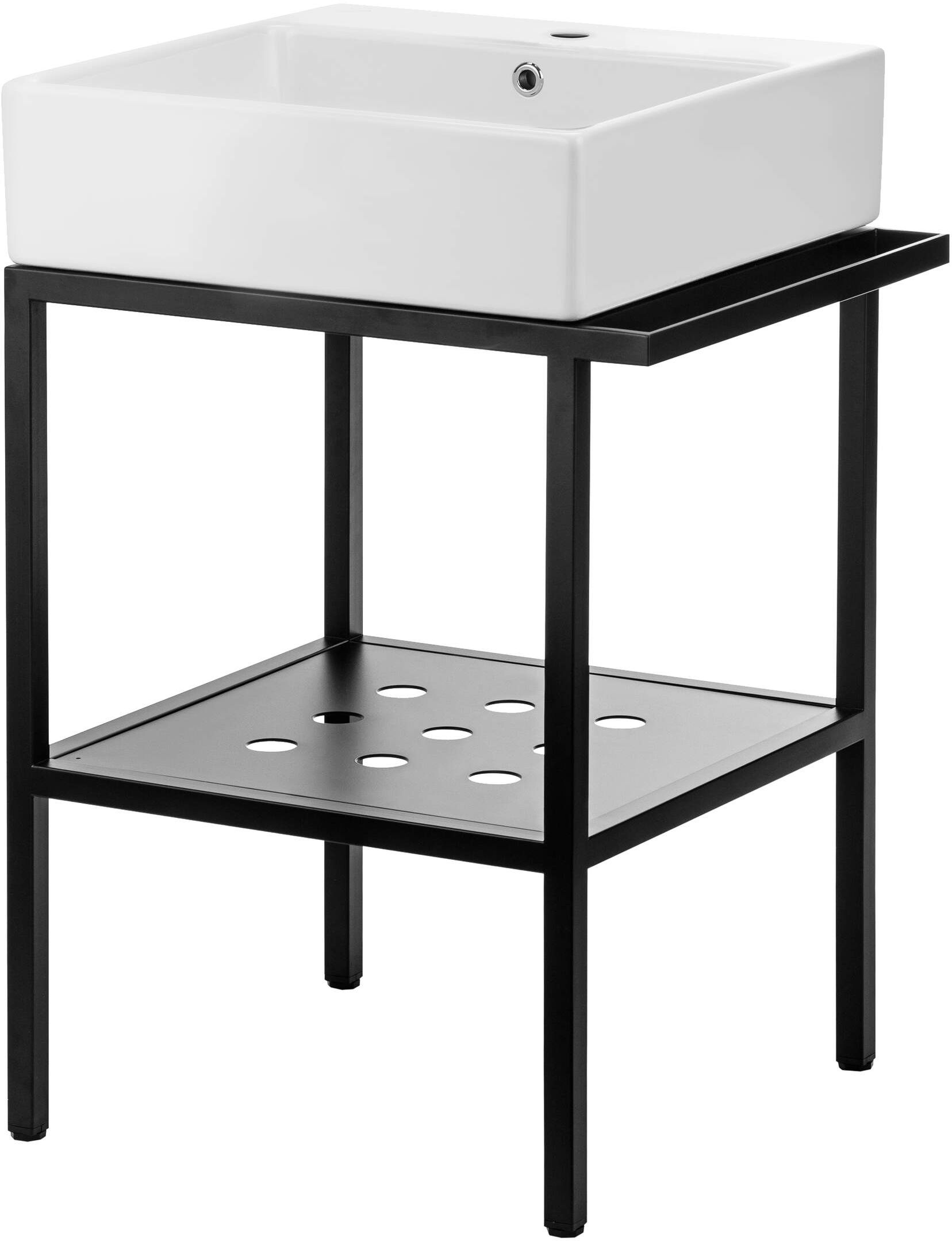 Deante Temisto wastafel met console 50 cm zwart CDTS6U4S