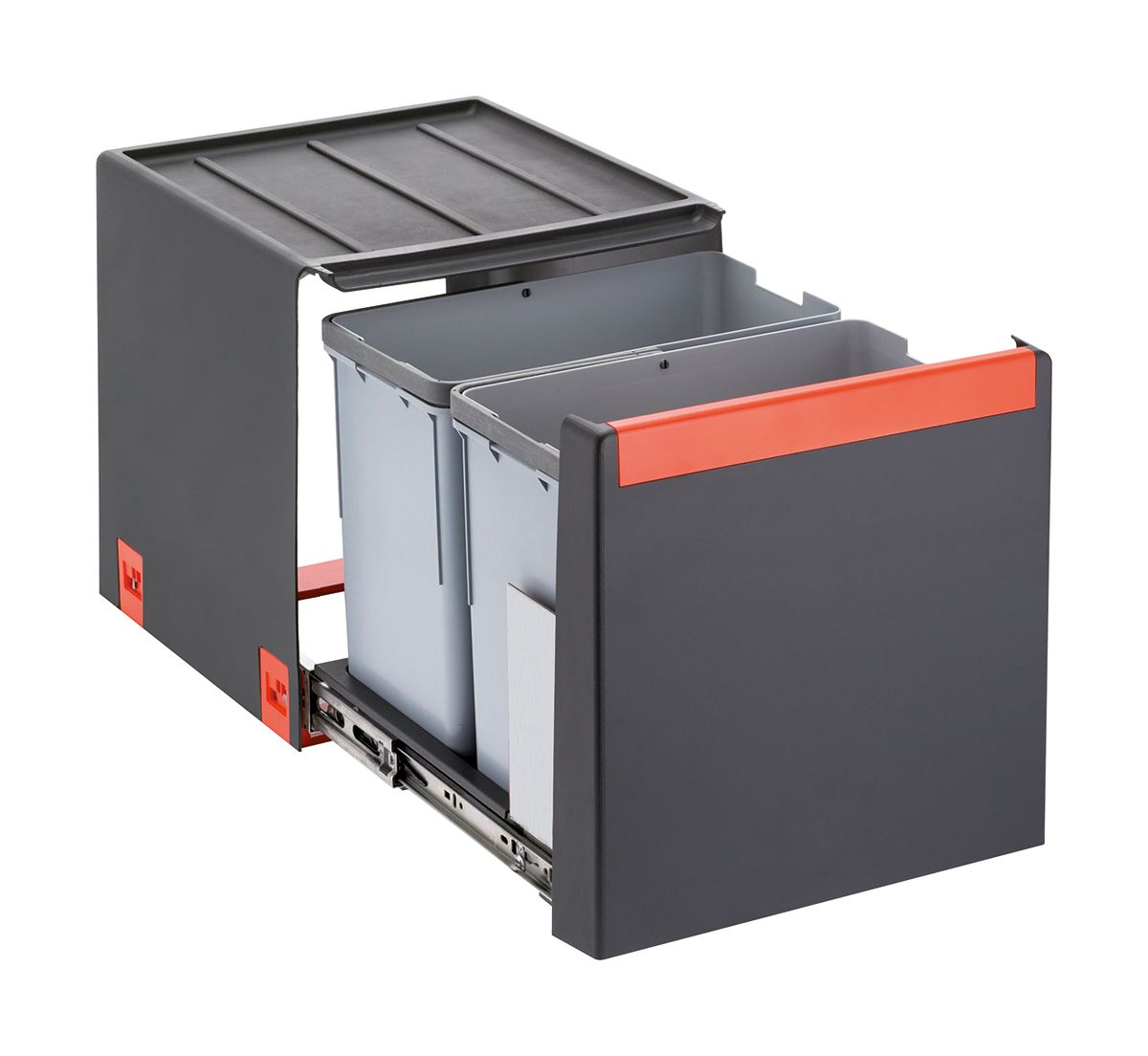 Franke Cube afvalcontainer 28 l zwart-grijs-rood 134.0039.330