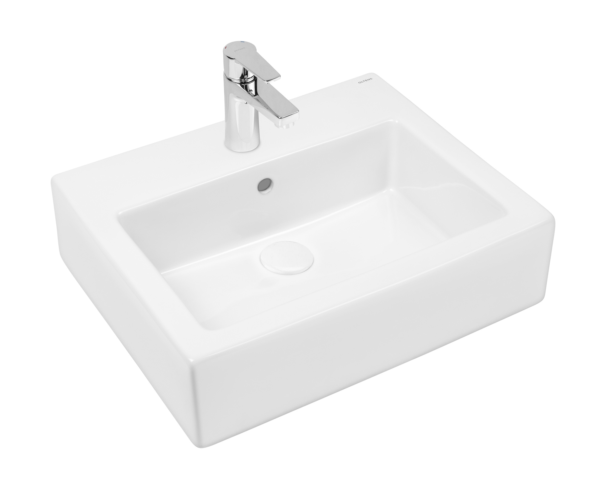 Oltens Susa wastafel 50x41 cm rechthoekig klassiek-opbouw wit glans 41903000