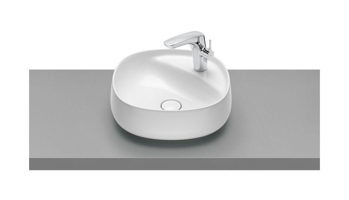 Roca Beyond wastafel 45.5x45.5 cm rond opbouw wit glans A3270B9000