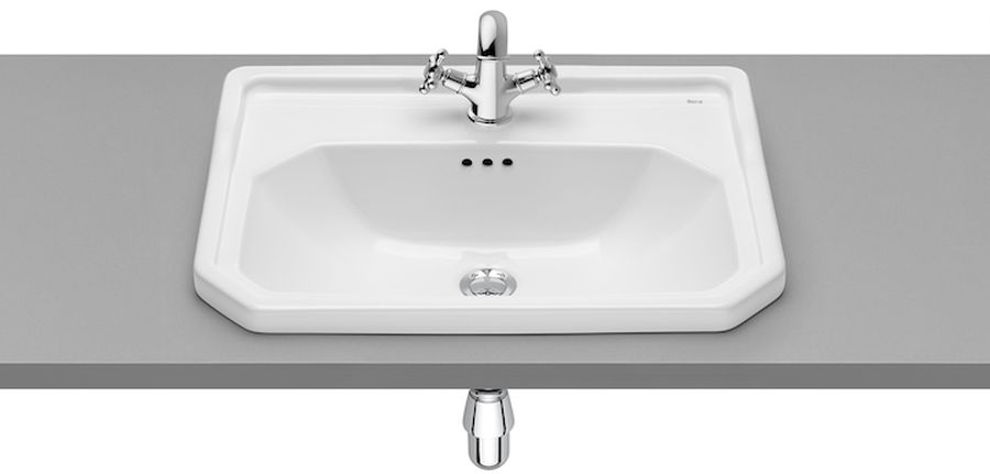Roca Carmen wastafel 60x45 cm rechthoekig inbouw wit glans A3270A5000