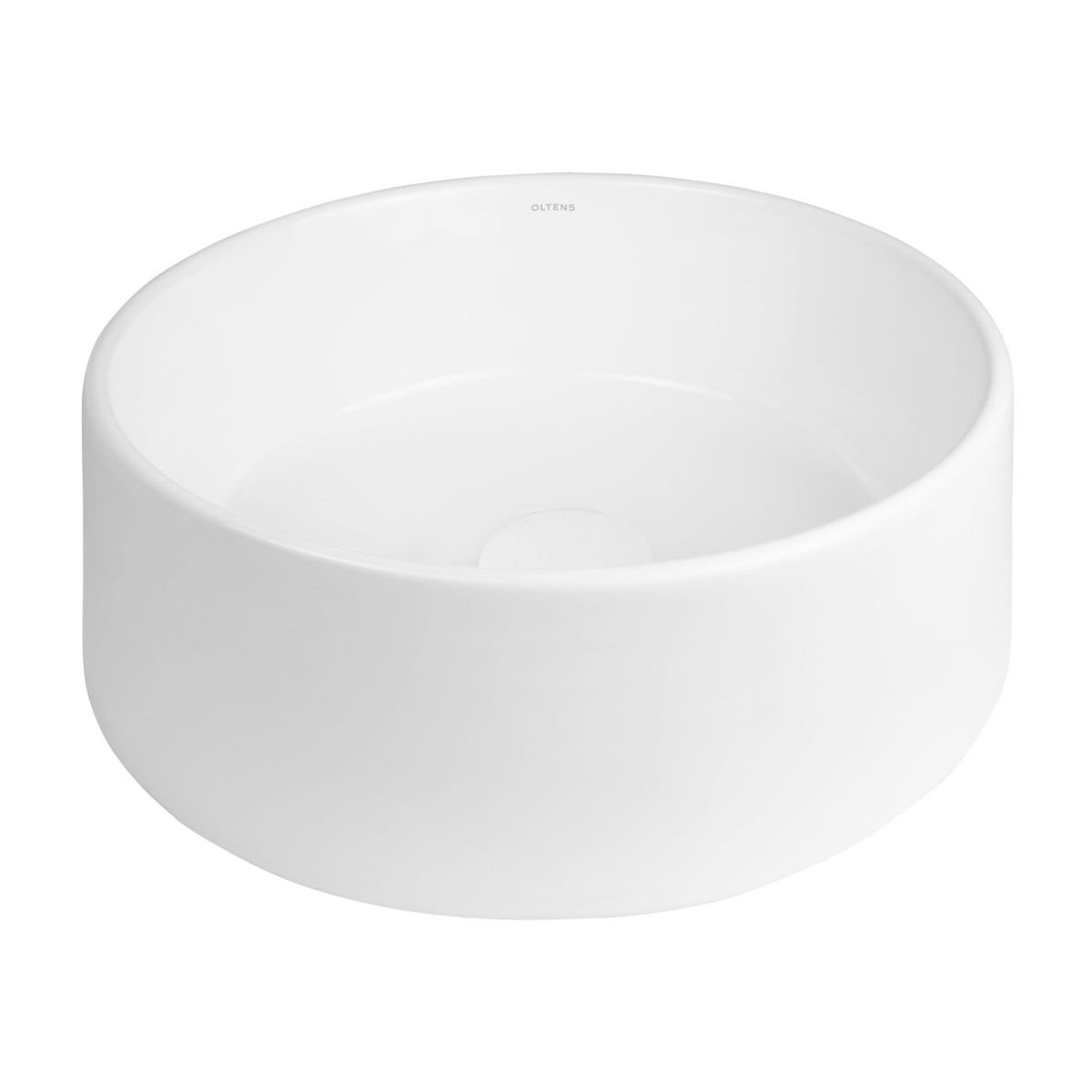 Oltens Lagde wastafel 40x40 cm rond opbouw wit glans 40316000