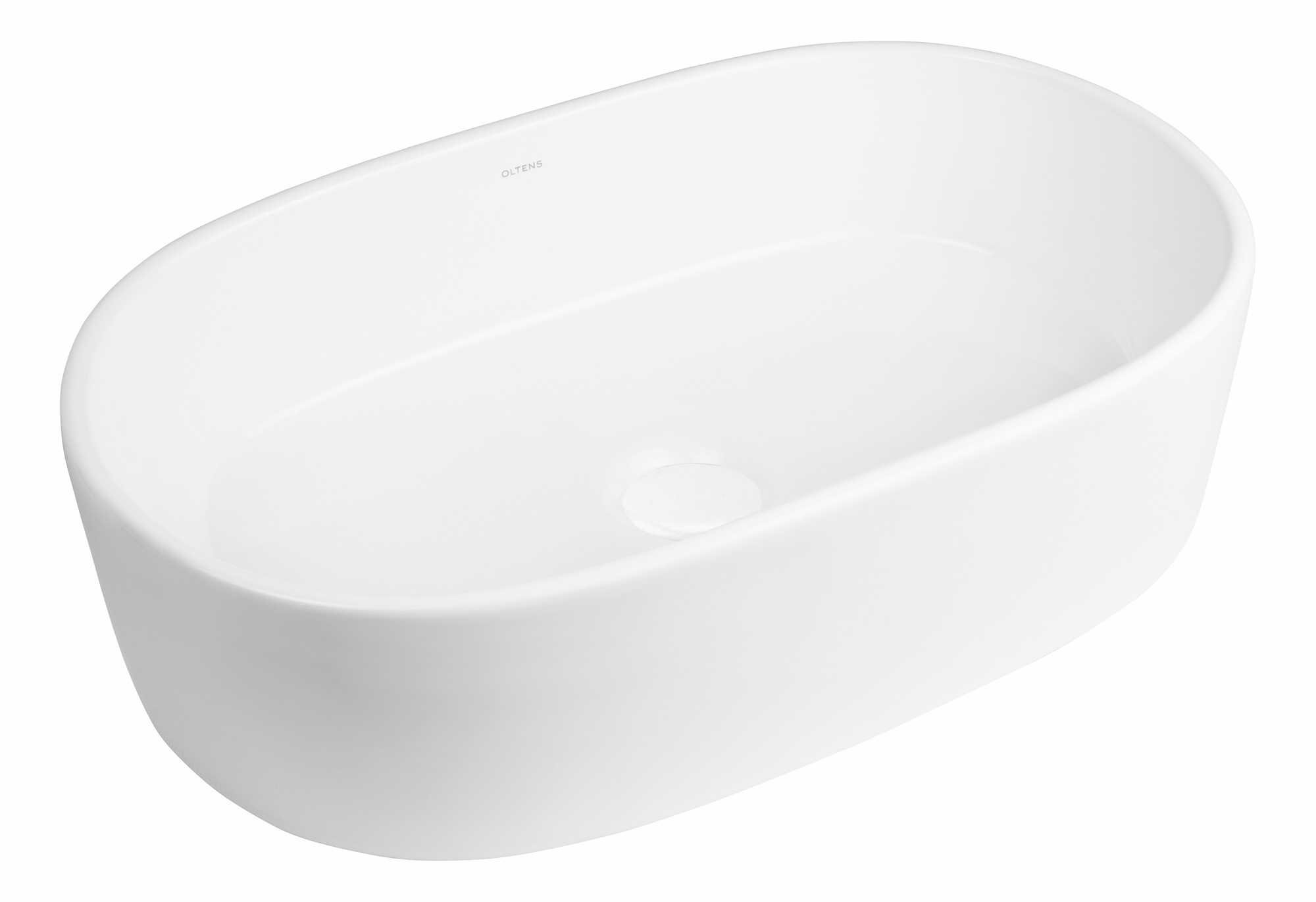 Oltens Lom wastafel 55x34 cm ovaal opbouw wit glans 40811000