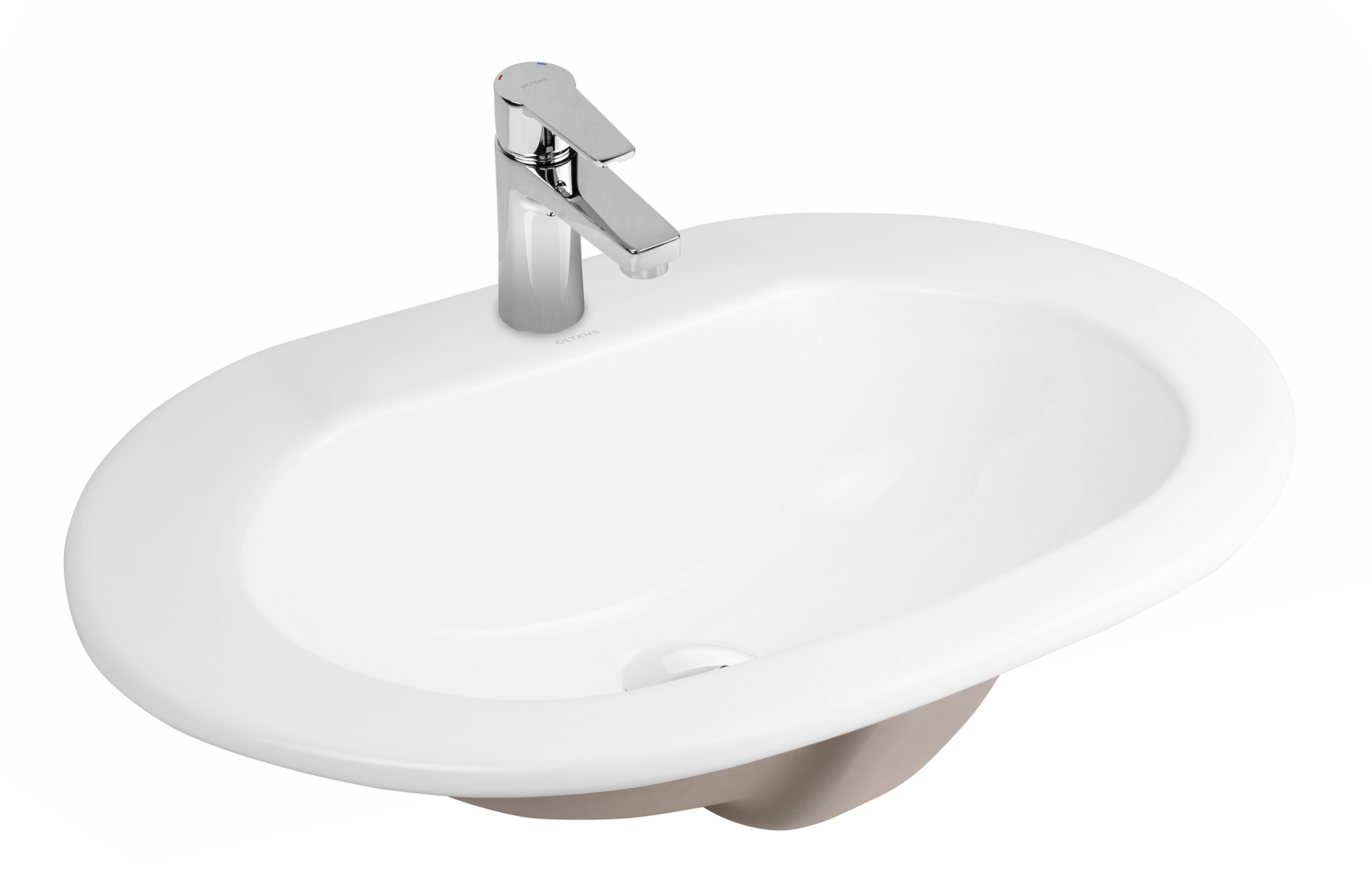 Oltens Asta wastafel 55x42 cm ovaal inbouw wit glans 41702000
