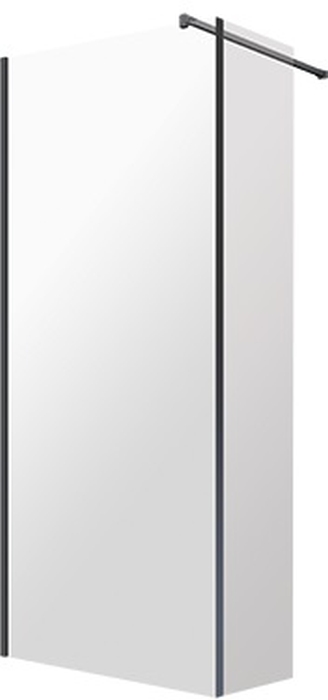 Omnires Marina douchecabine 90x30 cm zwart mat/helder glas MA9030BLTR