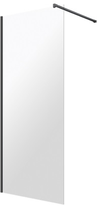 Omnires Marina inloopdouchewand 100 cm zwart mat/helder glas DNR10XBLTR