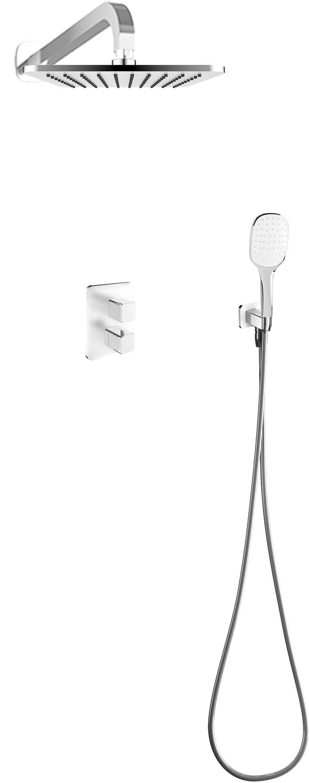 Omnires Sys doucheset inbouw met thermostaat met regendouche chroom-wit SYSPM17ACRB