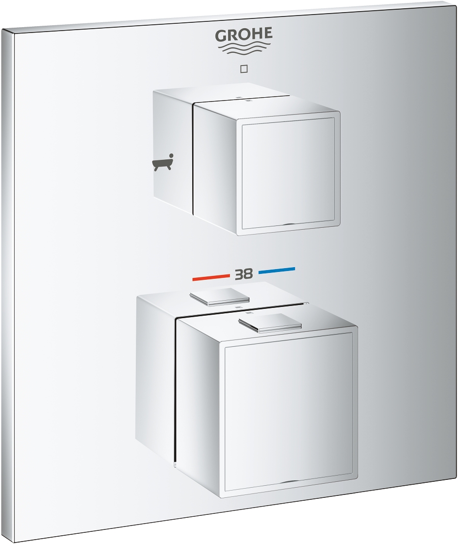 Grohe Grohtherm Cube bad- en douchekraan inbouw met thermostaat StarLight Chrome 24155000