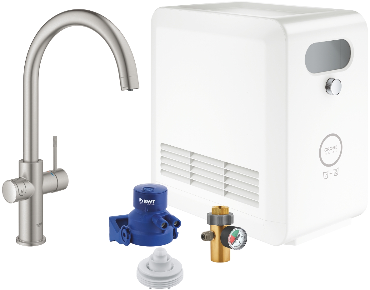 Grohe Blue keukenkraan starterkit staand SuperSteel 31323DC2